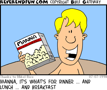 DESCRIPTION: Manna advertisement CAPTION: MANNA, IT'S WHAT'S FOR DINNER ... AND LUNCH ... AND BREAKFAST