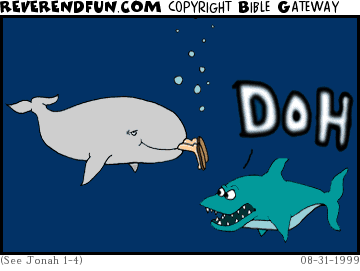 DESCRIPTION: Shark watches as whale gets Jonah CAPTION: 