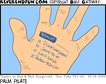 DESCRIPTION: Hand with todo list on it CAPTION: PALM PILATE
