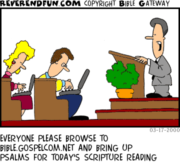 DESCRIPTION: People in church with laptops in their laps CAPTION: EVERYONE PLEASE BROWSE TO BIBLE.GOSPELCOM.NET AND BRING UP PSALMS FOR TODAY'S SCRIPTURE READING