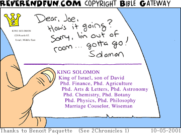 DESCRIPTION: Hand holding paper, paper is Solomon's letterhead CAPTION: 