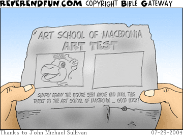 DESCRIPTION: An art test on a stone tablet CAPTION: 