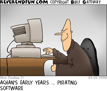 DESCRIPTION: Achan working at a computer CAPTION: ACHAN'S EARLY YEARS ... PIRATING SOFTWARE