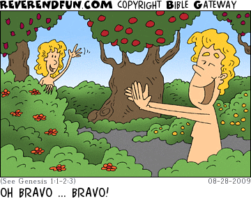 DESCRIPTION: Adam seeing Eve for the first time CAPTION: OH BRAVO ... BRAVO!