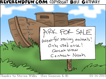 DESCRIPTION: The ark is for sale.  Sign out front advertising CAPTION: 