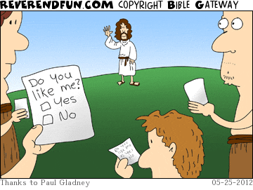 DESCRIPTION: Jesus just handed a batch of &quot;do you like me?&quot; notes CAPTION: 