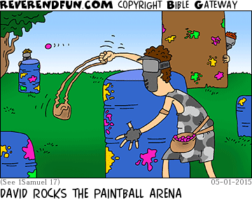 DESCRIPTION:  CAPTION: DAVID ROCKS THE PAINTBALL ARENA